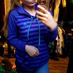 Purple Striped Adidas Hoodie Size Medium